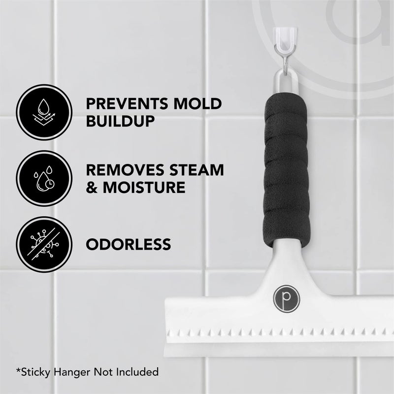 desired tools Squeegee for Shower Door, Car Windshield, and Glass Window - 2 Extra Silicone Replacement Blades - Foam Handle - Shower Squeegee - White - Image 4